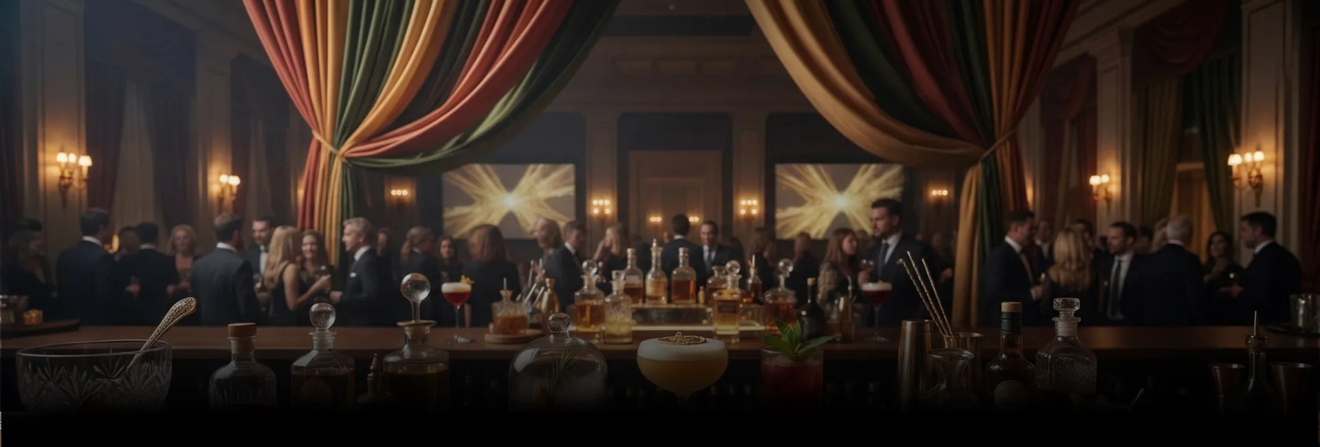 A sophisticated cocktail bar at a corporate event